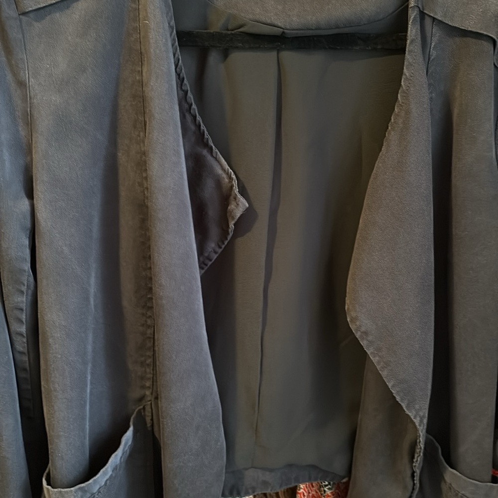 ASTR Gray Drape Full Zip Biker Moto Roll Tab Snap Sleeve Jacket - Picture 15 of 15